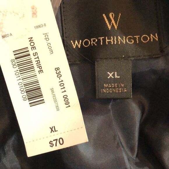 New Worthington Dark Navy Striped Blazer - Picture 4 of 16